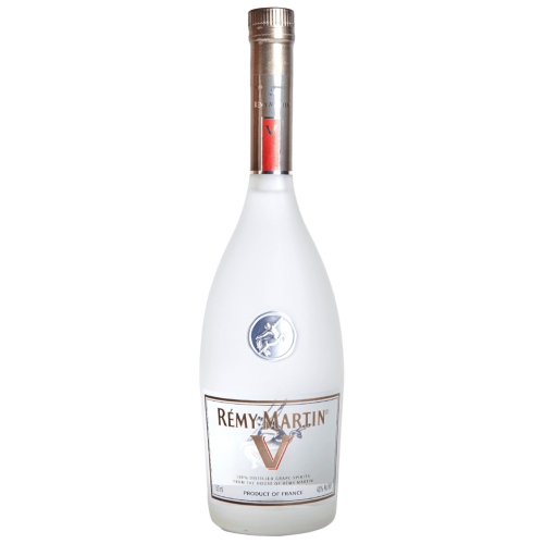 Remy Martin Cognac V 750 ML bottle, known for its refined character and rich flavor, crafted from Grande and Petite Champagne grapes.