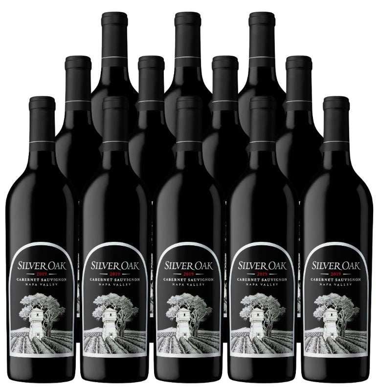 Twelve bottles of Silver Oak Cabernet Sauvignon Napa Valley 2019 750 ML wine.