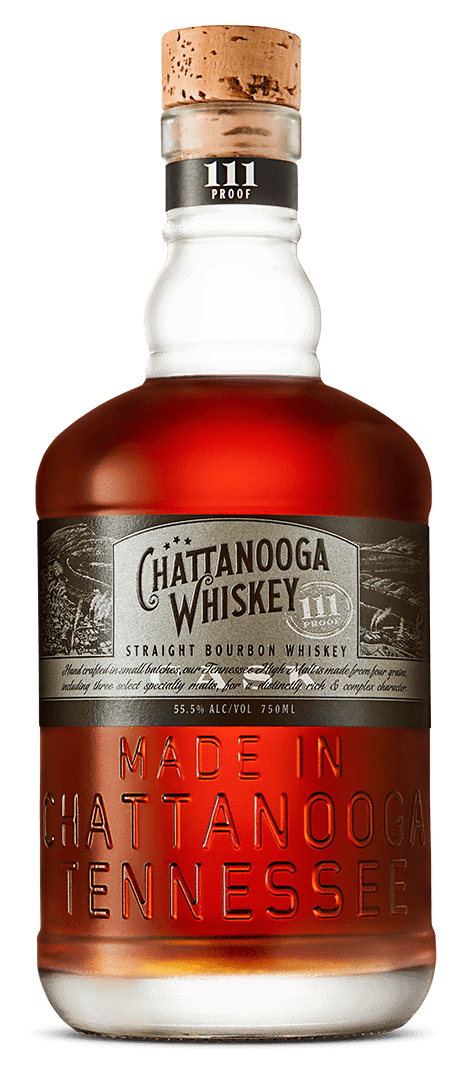 Chattanooga Straight Bourbon Whiskey 111 Proof bottle, 750 ML.