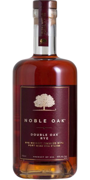 Noble Oak Double Oak Rye Whiskey 96 Proof 750 ML bottle with port wine cask finish.