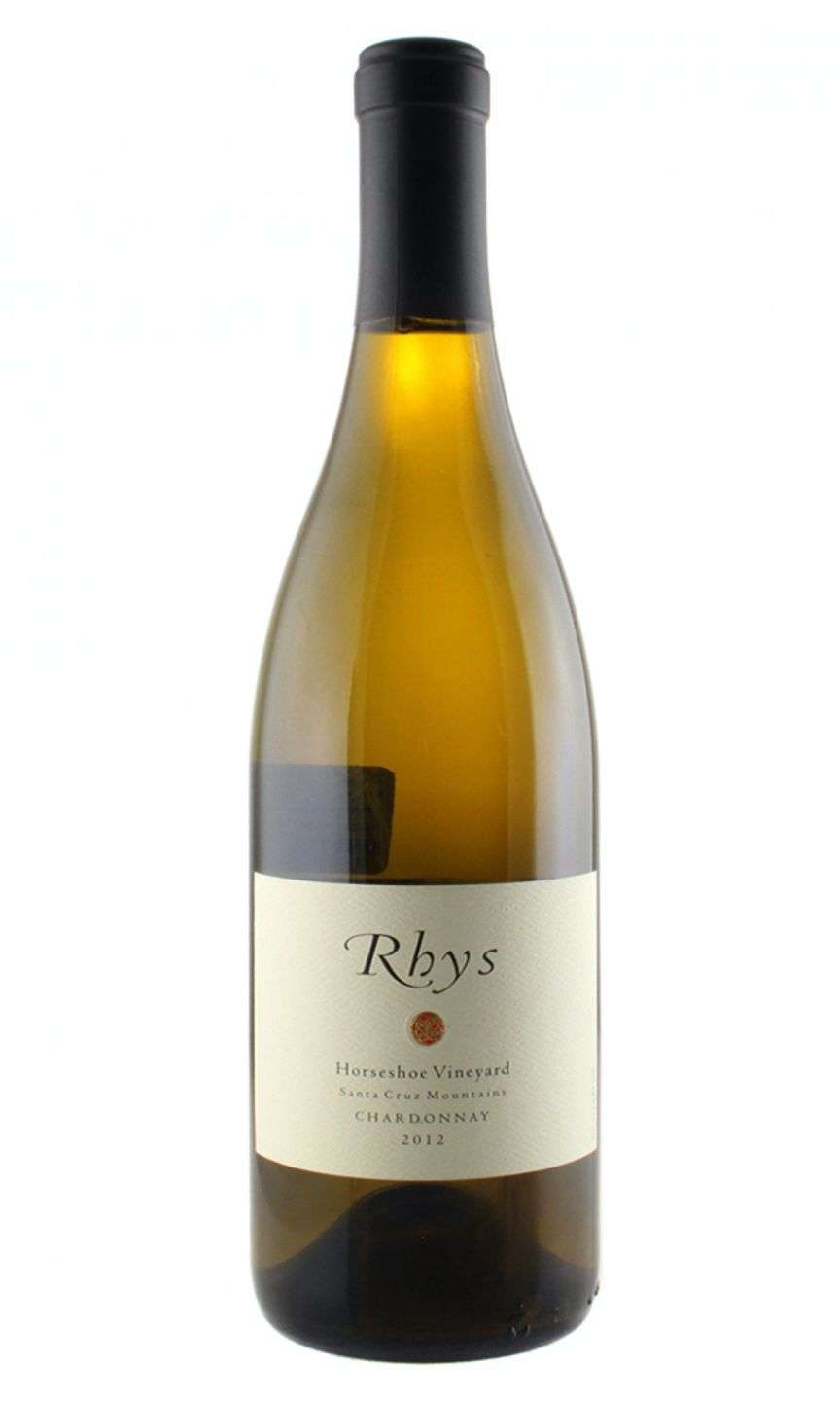 Rhys Vineyards Chardonnay Horseshoe Vineyard 2017 bottle from Santa Cruz Mountains with limestone slopes background