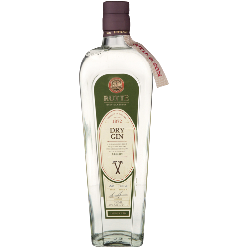 Rutte Celery Flavored Gin 86 750 ML bottle with award-winning label.