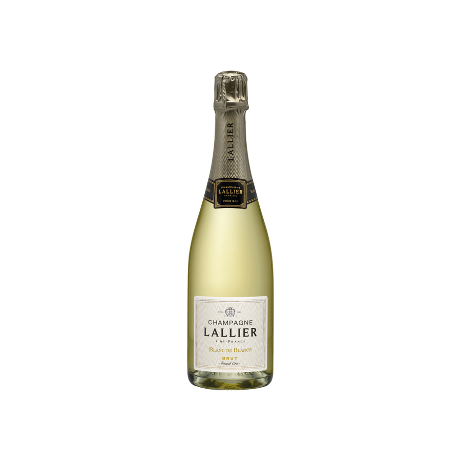 Lallier Champagne Brut Blanc De Blancs Grand Cru 750 ML bottle with white flower and citrus aroma notes