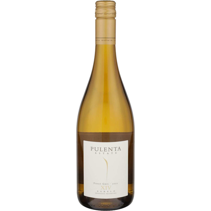 Pulenta Estate Pinot Gris Alto Agrelo 2021 750 ML white wine bottle with floral and mineral notes