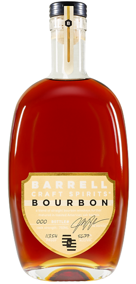 Barrell Blended Bourbon Cask Strength 15 Yr 750 ML bottle displaying label.