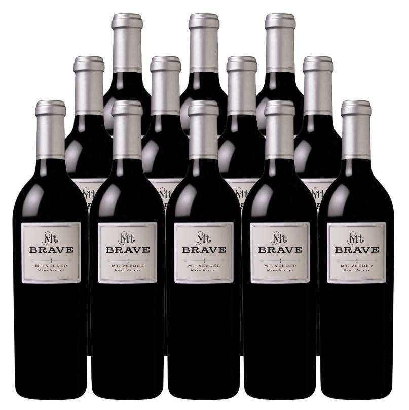 Twelve bottles of Mt. Brave Cabernet Sauvignon Mount Veeder 2019 Napa Valley red wine 750ml each