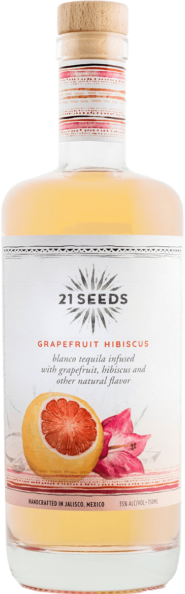 21 Seeds Grapefruit Hibiscus Infused Blanco Tequila 750ml bottle with natural fruit and botanical infusion.