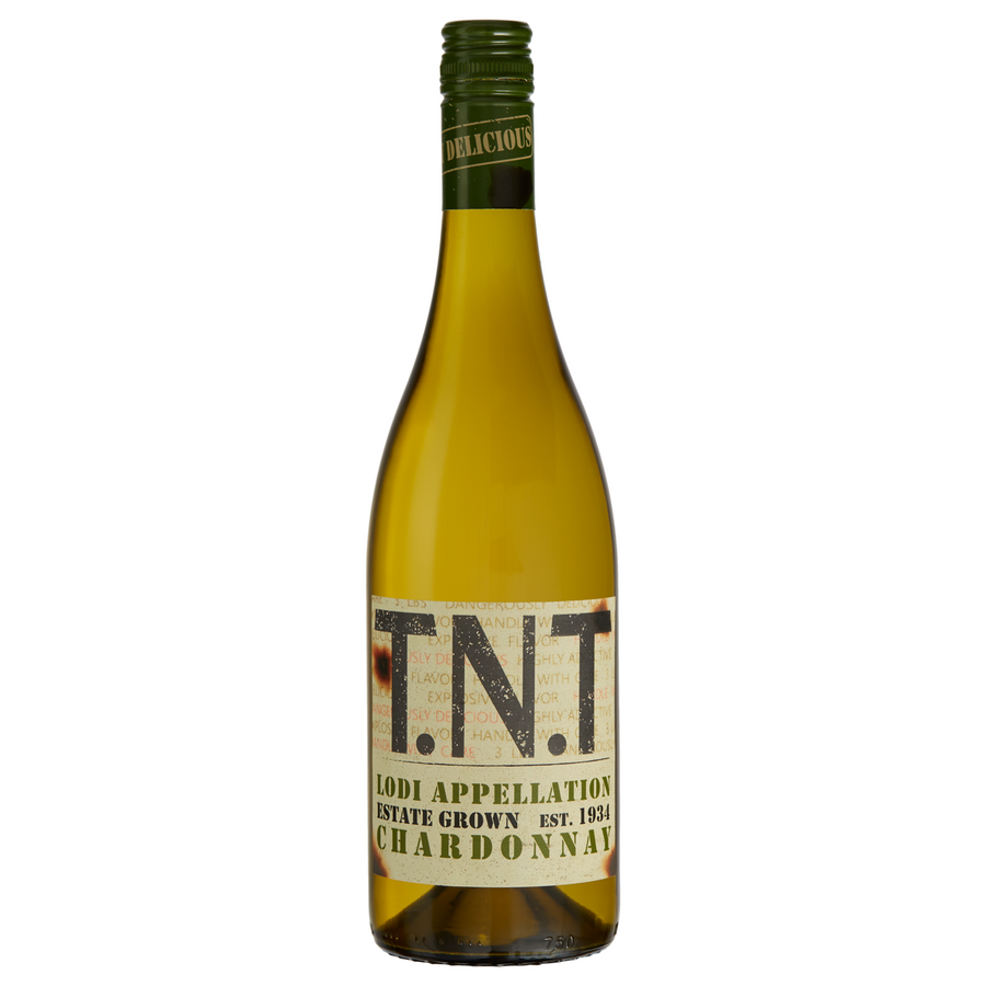 TNT Chardonnay Lodi 750 ML bottle with golden apple and toasted oak notes white wine