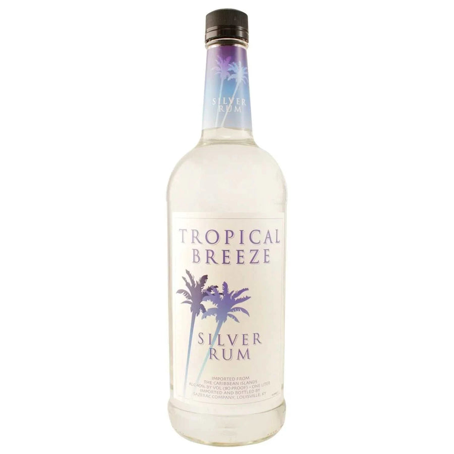 Tropical Breeze Silver Rum 80 1.75L bottle showcasing Caribbean-style silver rum for cocktails and smooth sipping