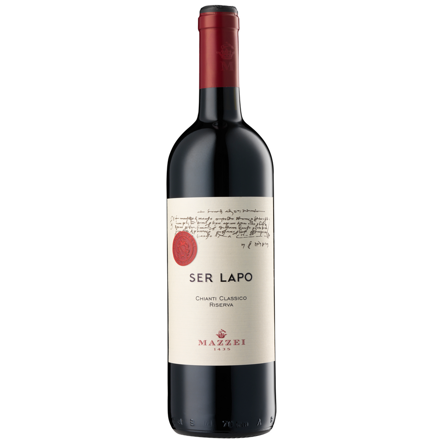 Bottle of Ser Lapo Chianti Classico Riserva 2018 750 ML Tuscan red wine with label visible
