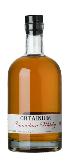 Obtainium 27yr Old Canadian Light Whiskey bottle, 750 ML.