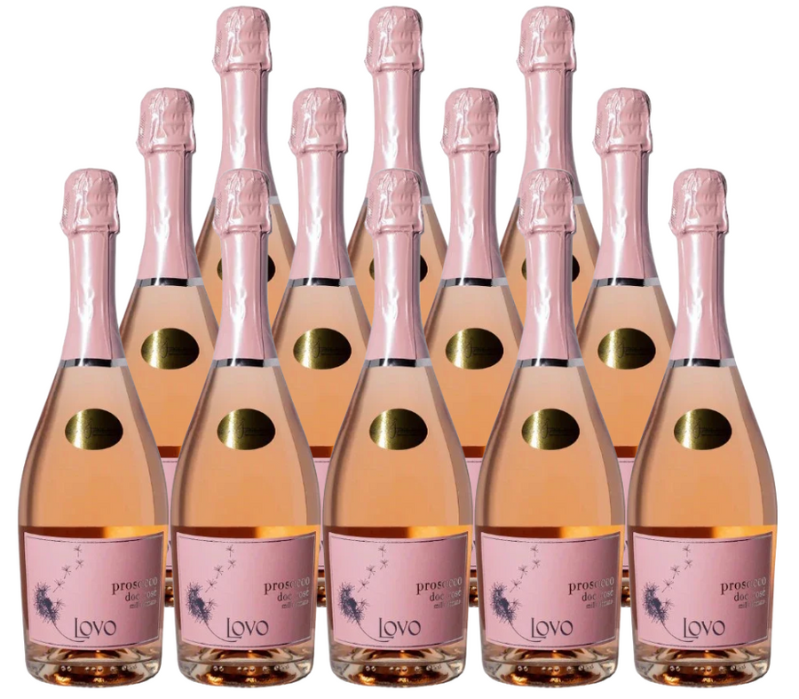 Lovo Prosecco Brut Rose Millesimato 750 ML (12 Bottles)