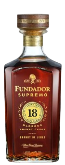Bottle of Fundador Brandy De Jerez Supremo Amontillado Sherry Casks Solera Gran Reserva 18 Year 80 proof 1L