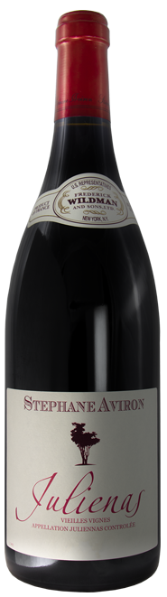 Stephane Aviron Julienas Vieilles Vignes 2020 red wine bottle with blackberries and plum notes