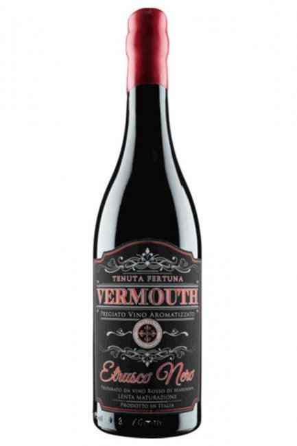 Tenuta Fertuna Vermouth Etrusco Nero 750 ML bottle with Tuscan labeling.