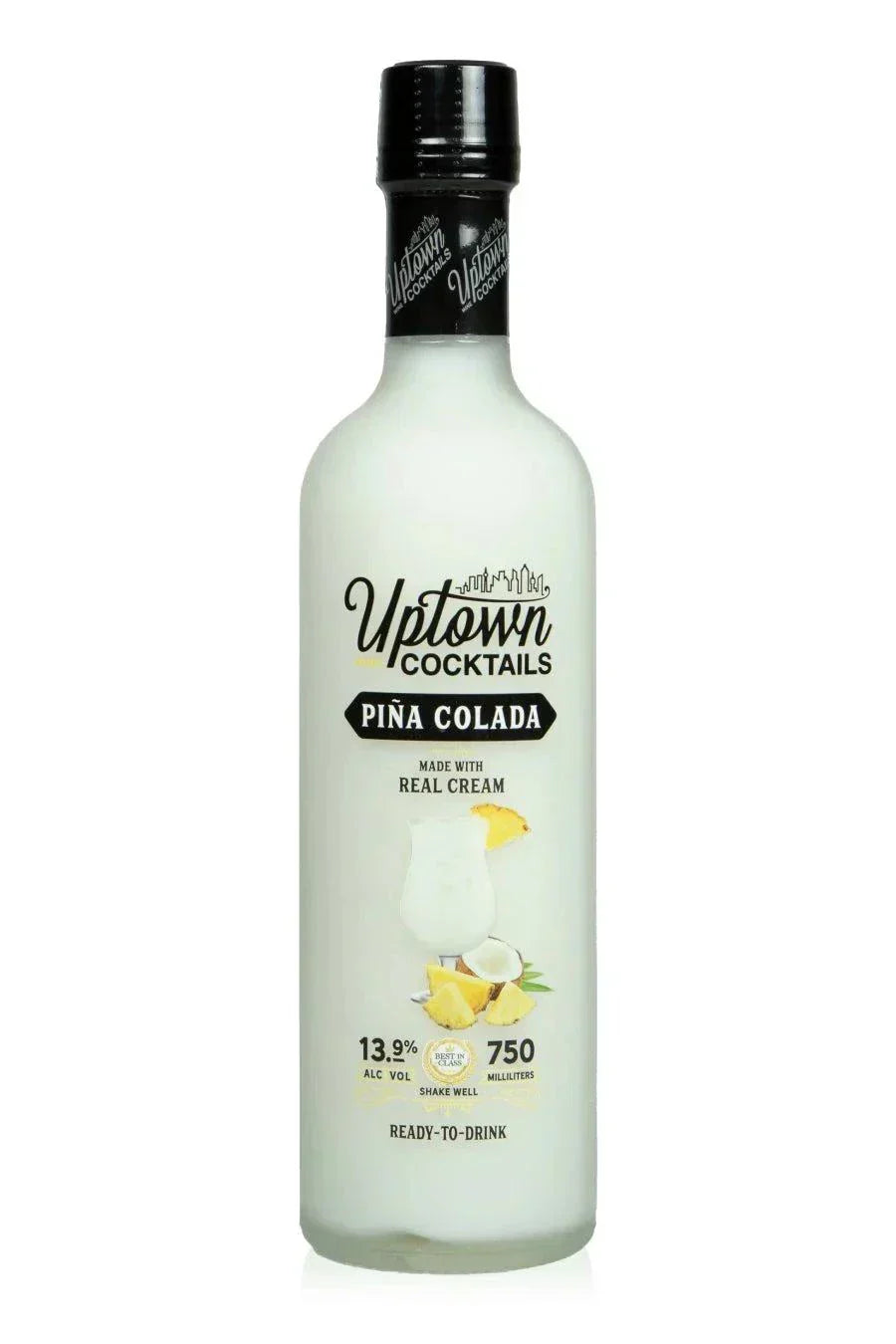 Uptown Wine Cocktails pina colada mix 750 ML bottle tropical drink on white background