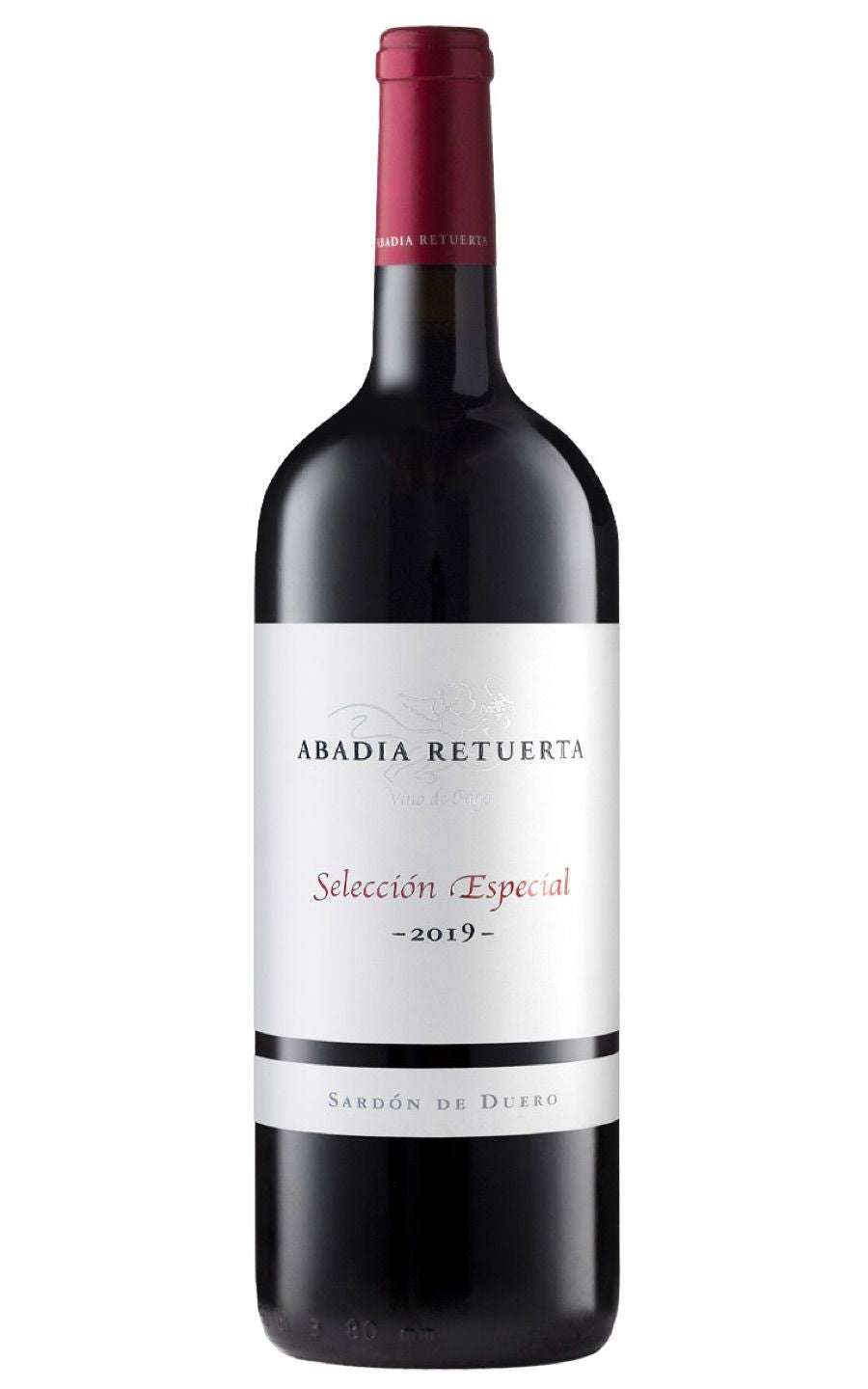 Bottle of Abadia Retuerta Seleccion Especial 2019 red wine with elegant label and rich Spanish heritage