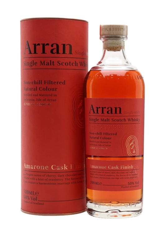 The Arran Malt Single Malt Scotch Amarone Cask Finish 700ml bottle showcasing premium whisky with rich, fruity, and spicy flavors