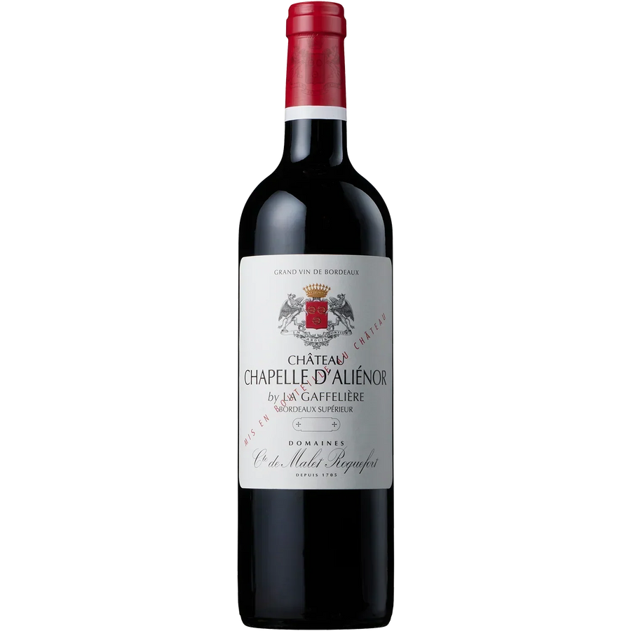 Chateau Chapelle D Alienor 2020 Bordeaux red wine bottle 750ml with red foil capsule and white label
