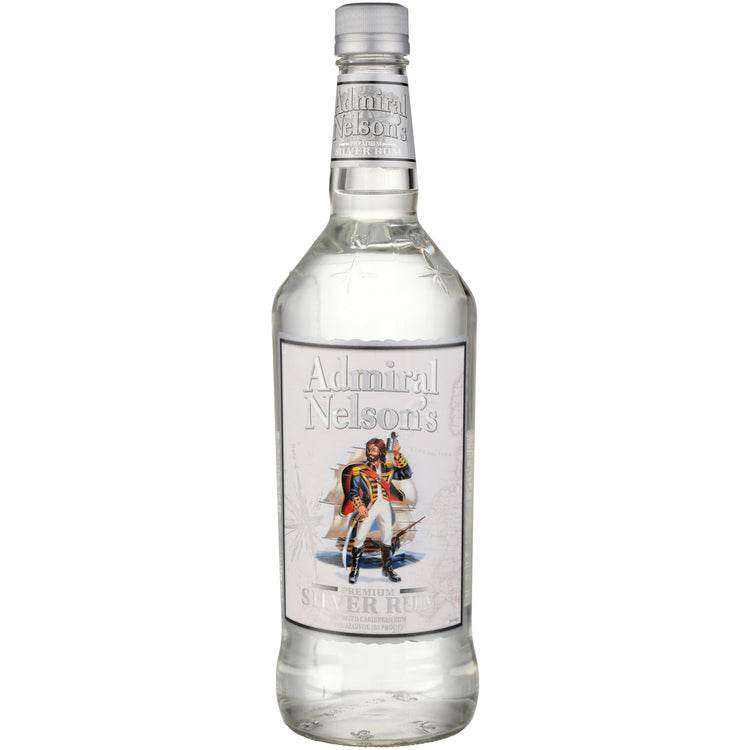 Admiral Nelson's Silver Rum 80 1L bottle with label, classic Caribbean style.