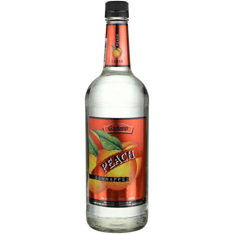 Gaetano Peach Schnapps 1L bottle with vibrant label design.