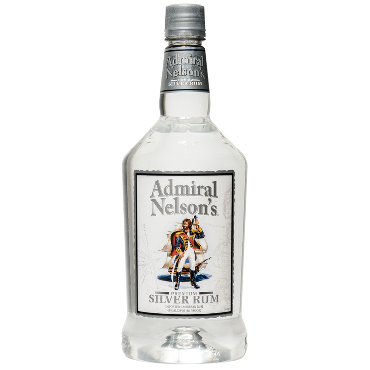 Admiral Nelson's Silver Rum 1.75L bottle on white background.