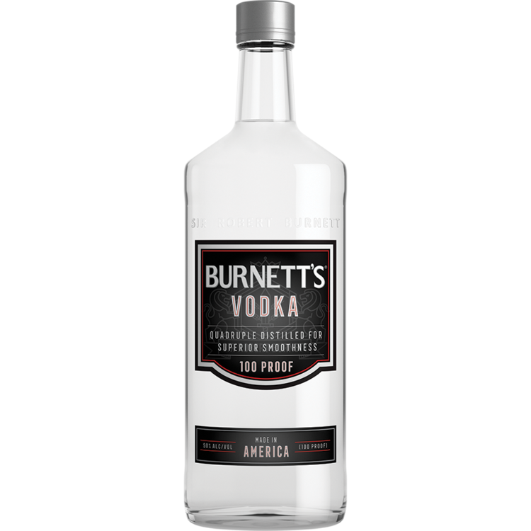 Burnett's Vodka bottle on a white background