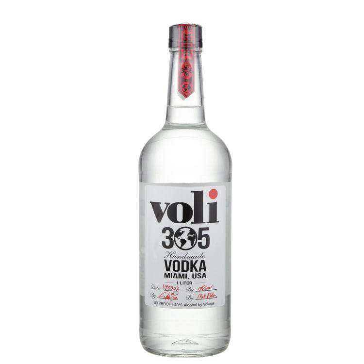 Voli 305 Vodka bottle, super-premium handmade vodka from Miami, distilled with Florida sweet corn, 750 ML.