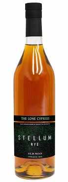 Bottle of Stellum Spirits Rye Whiskey Cask Strength The Lone Cypress 115.34 750 ML with rich amber color and premium labeling
