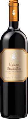 Bottle of Madame de Beaucaillou Haut Medoc 2022 Bordeaux red wine with elegant label