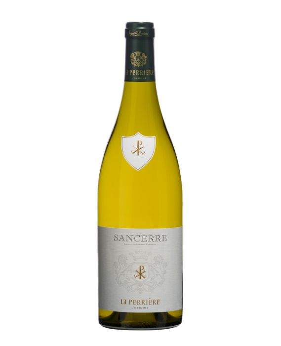 Saget la Perriere Sancerre 2023 bottle with pale gold color label, showcasing Loire Valley elegance.