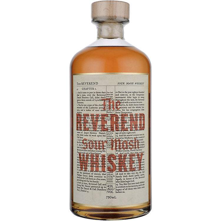 The Reverend Sour Mash Whiskey 4 Year 90 proof 750ml bottle with rich caramel vanilla oak and rye spice notes