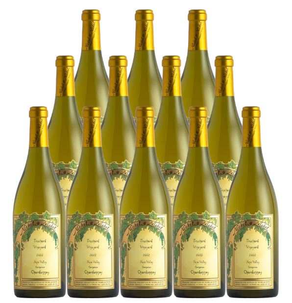 Twelve bottles of Nickel and Nickel Chardonnay Truchard Vineyard Carneros 2022 wine