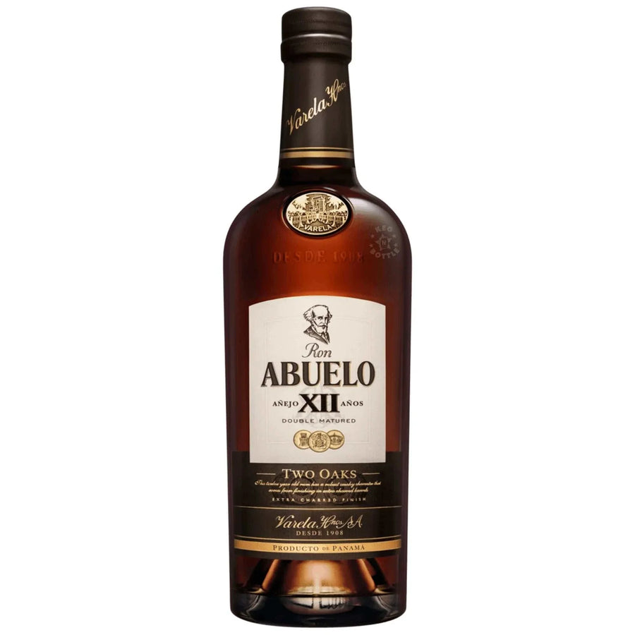 Ron Abuelo Two Oaks Rum 750 ML bottle showcasing premium double oak aged rum with vanilla and caramel notes