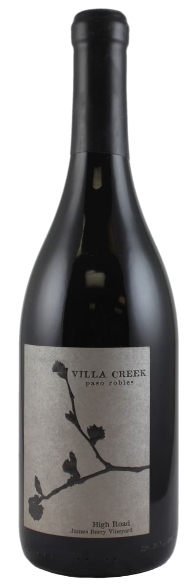 Villa Creek Cellars High Road Paso Robles 2021 wine bottle with black label and grapevine design