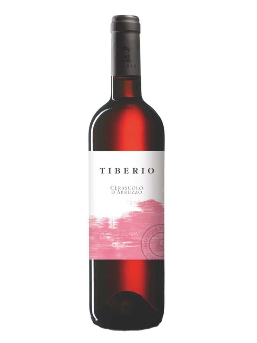 Bottle of Tiberio Cerasuolo D'Abruzzo 2024 750 ML rosé wine with deep pink color and vibrant red berry aromas