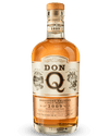 Don Q rum bottle on a black and white background