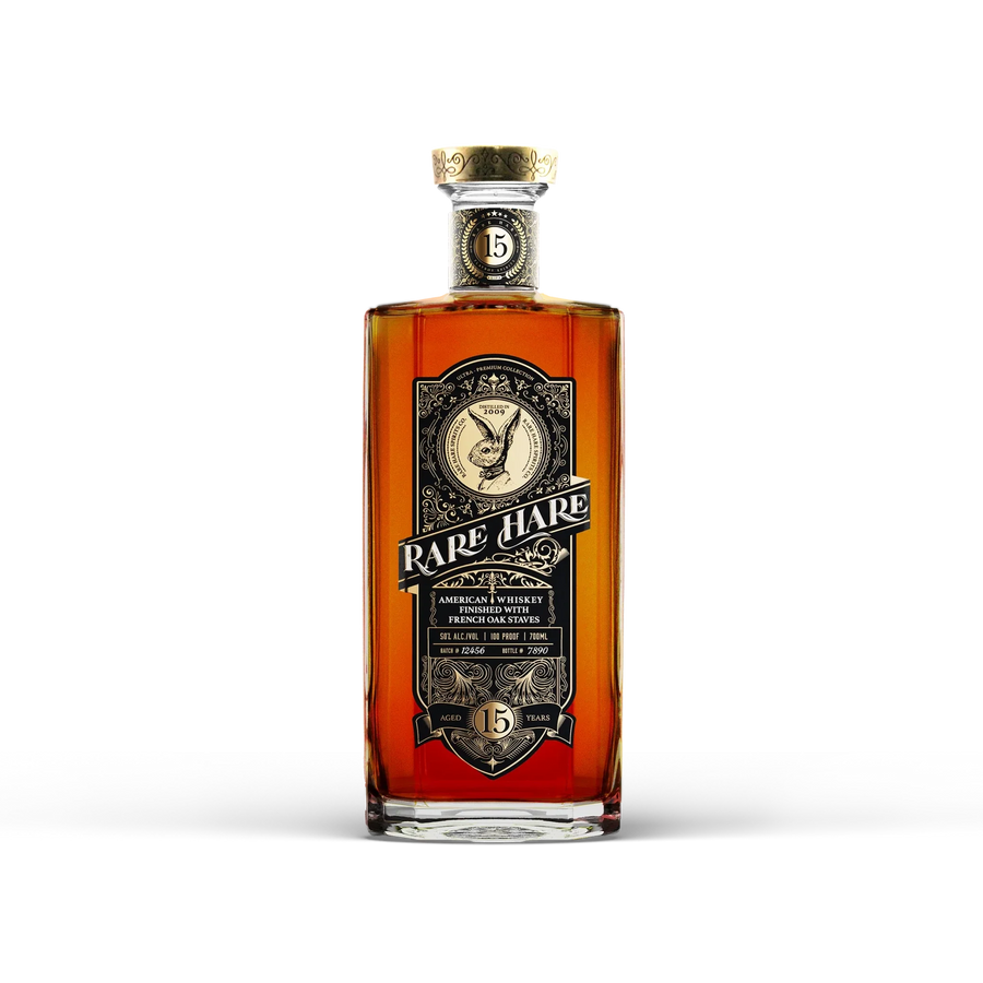 Bottle of Rare Hare American Whiskey Finished with French Oak Staves, 15 years aged, 700ml