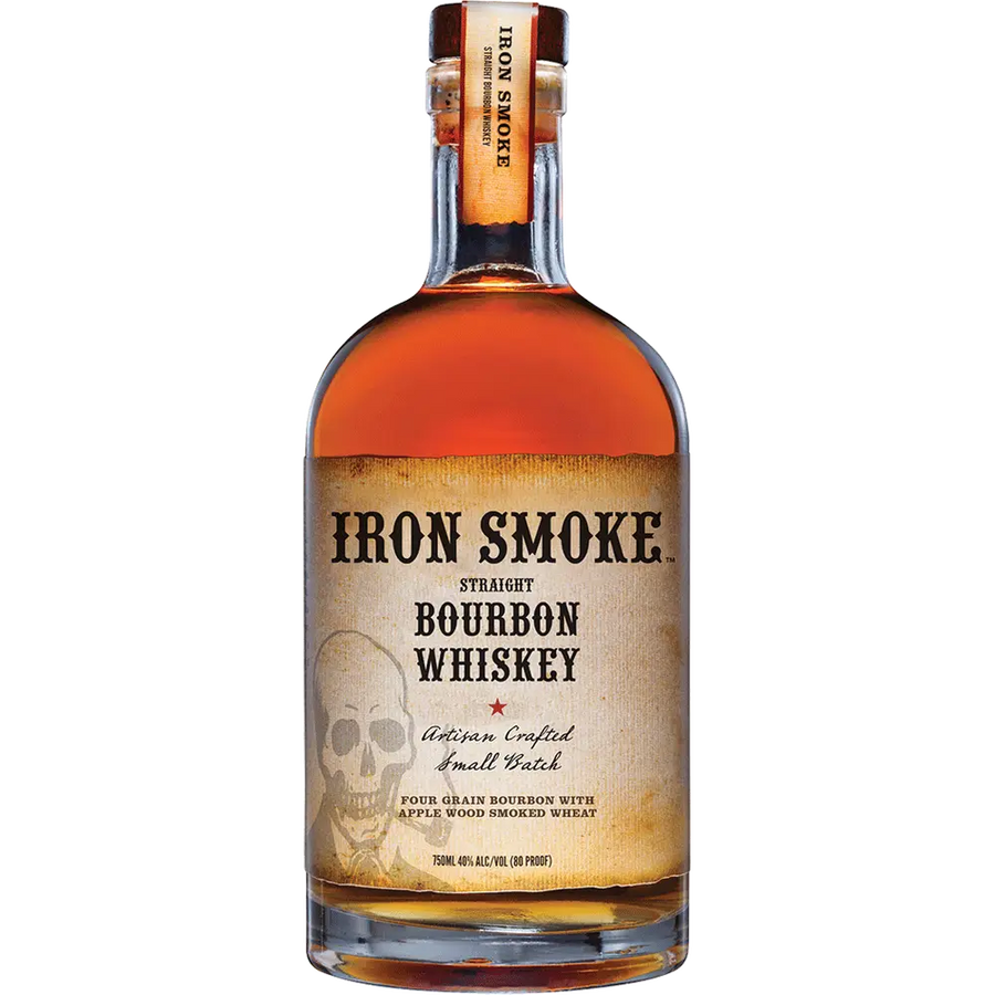 Iron Smoke Straight Bourbon Whiskey 750ml bottle on wooden surface