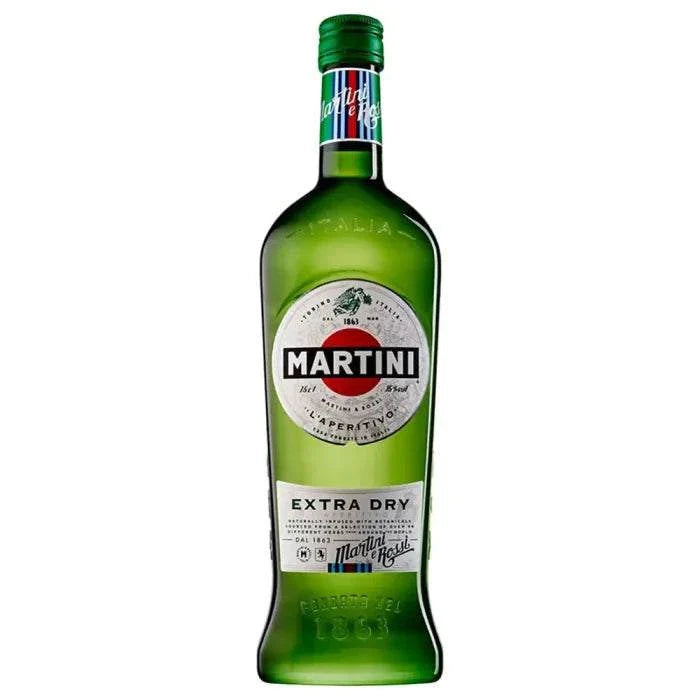 Martini Vermouth Extra Dry 750 ML bottle with herbal and citrus botanical design