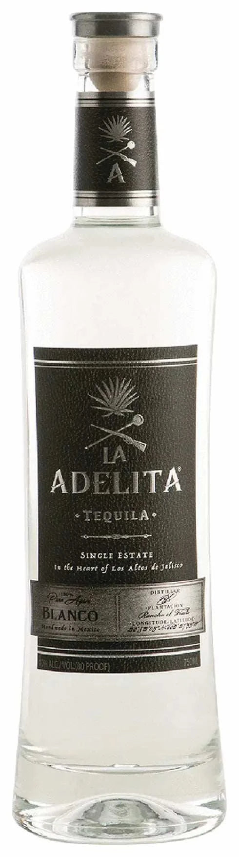 La Adelita Tequila Blanco 80 750 ML bottle showcasing premium artisanal tequila from 100% blue weber agave with bright herbal and citrus notes