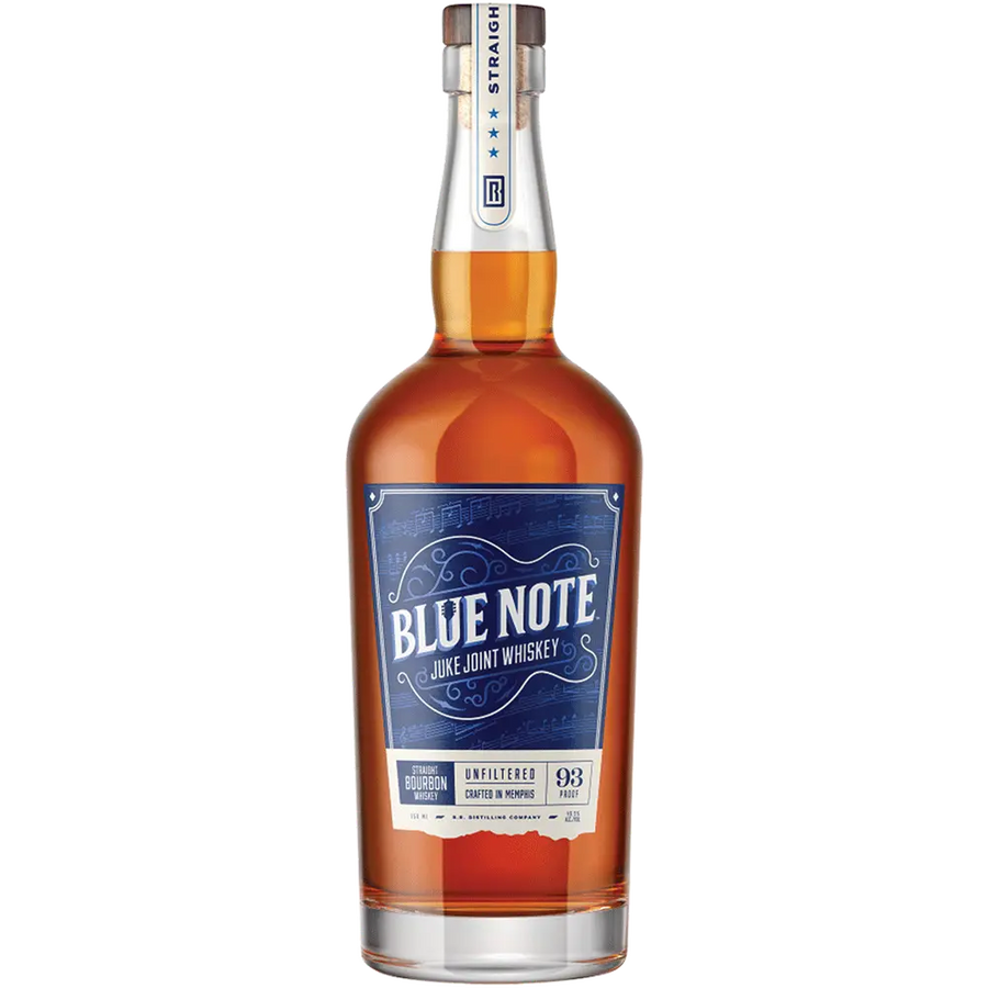 Blue Note Bourbon Juke Joint Whiskey 750 ML bottle with rich caramel and oak flavors