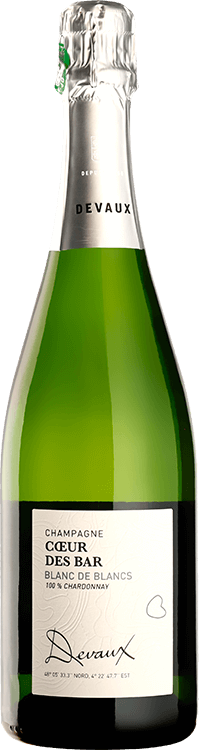 Bottle of Devaux Coeur des Bar Blanc de Blancs 750 ML Champagne with elegant Chardonnay characteristics