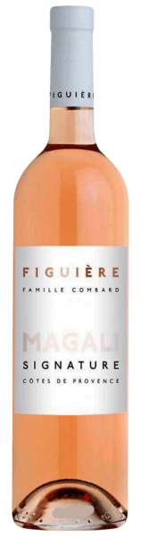 Bottle of Figuière Magal Signature Côtes de Provence wine with a white label.