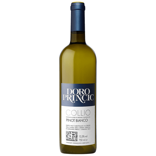 Bottle of Doro Princic Pinot Bianco 2023 Italian white wine 750 ML with elegant label