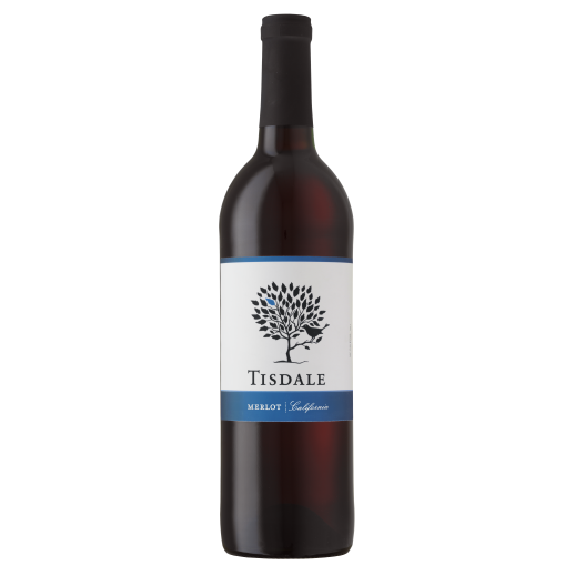 Tisdale Wines Merlot 750 ML bottle showcasing smooth California red wine with plum, cherry, and blackberry flavors
