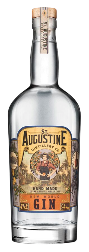 St Augustine New World Gin 750ML bottle featuring handcrafted Florida flavors with citrus and herbal notes.