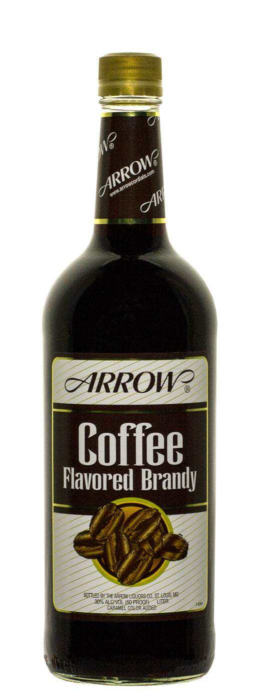 Arrow Coffee Flavored Brandy 1L bottle with coffee bean illustration and gold cap