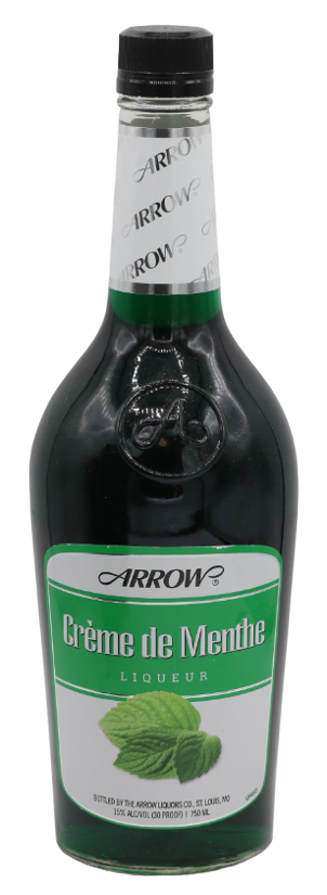 Arrow Creme De Menthe green liqueur bottle 1L with mint flavor and smooth finish