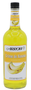 Arrow Creme De Banana Liqueur 1L bottle with banana flavor and yellow label